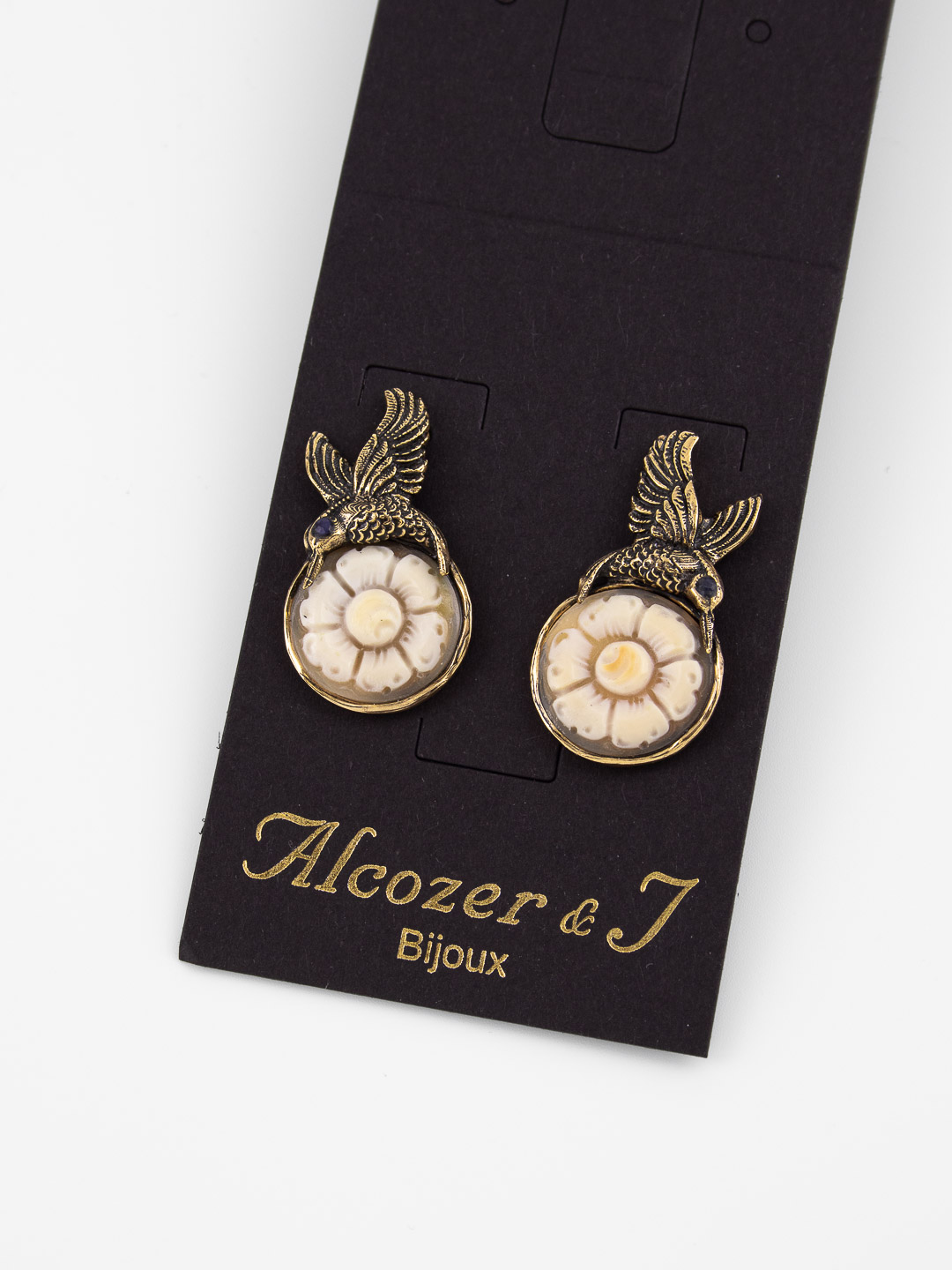 Серьги Alcozer & J с камеей и сапфиром