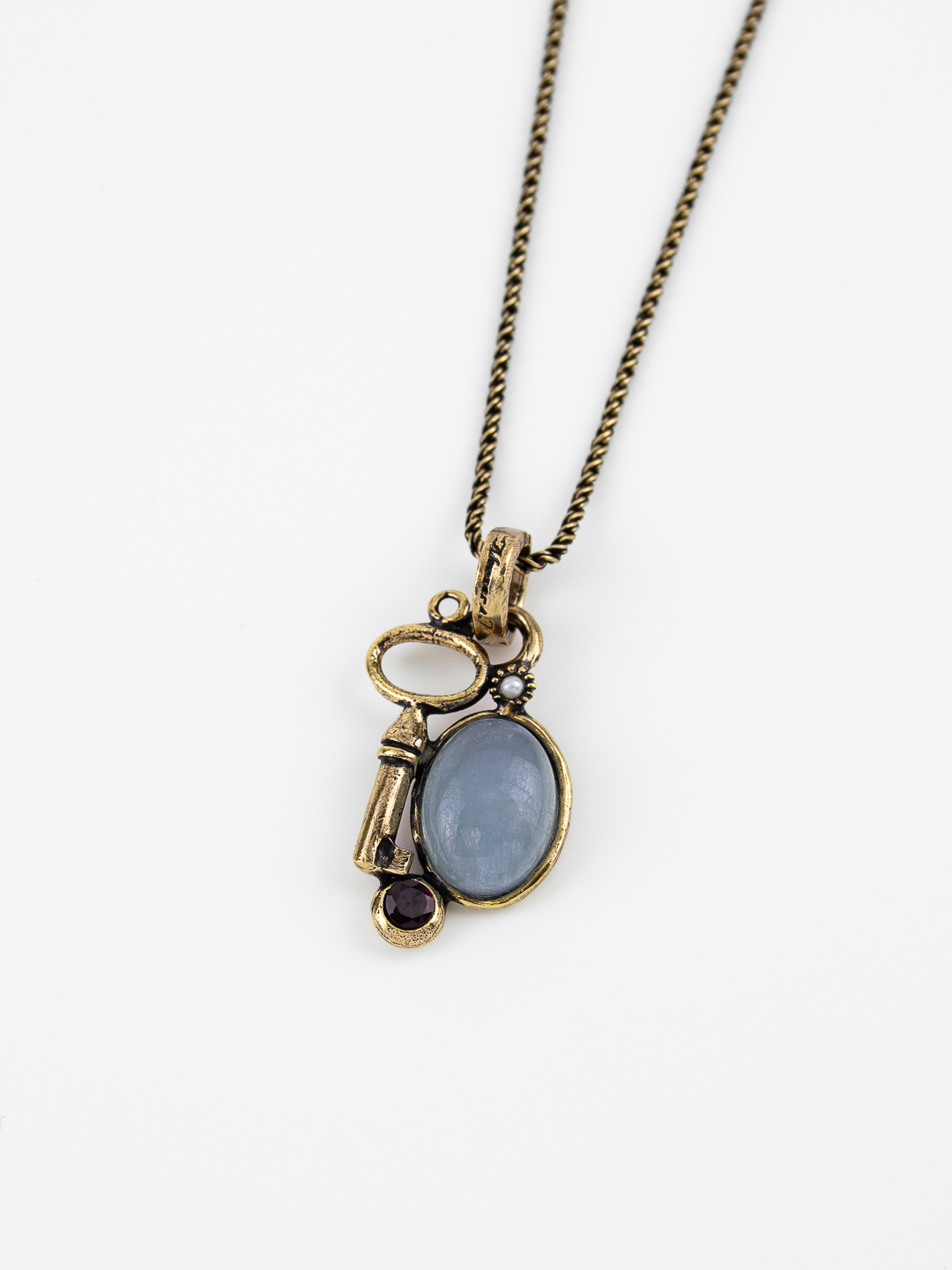 Колье Alcozer & J с аквамарином и гранатом