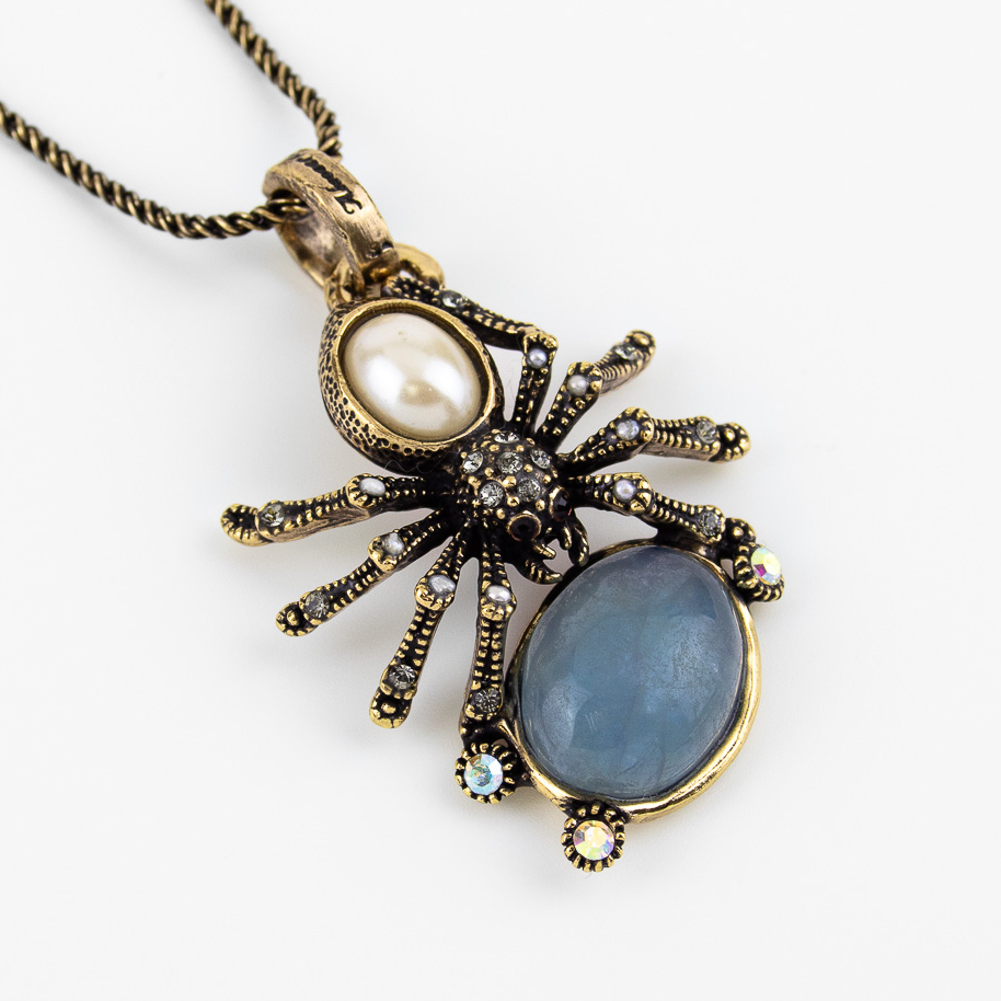 Колье Alcozer & J с аквамарином, жемчугом и Swarovski