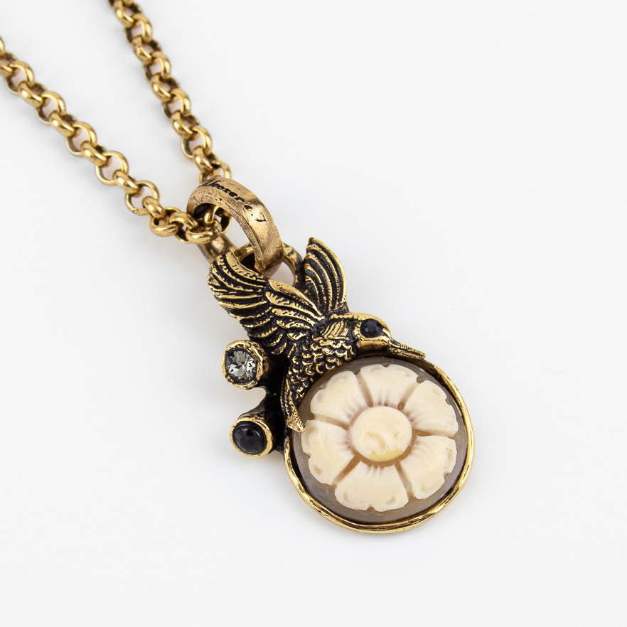 Колье Alcozer & J с камеей, сапфирами и Swarovski