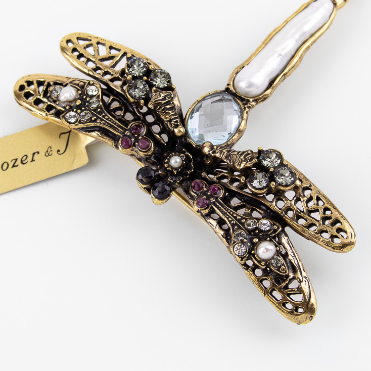 Брошь Alcozer & J с топазом, рубином, сапфиром, жемчугом и Swarovski