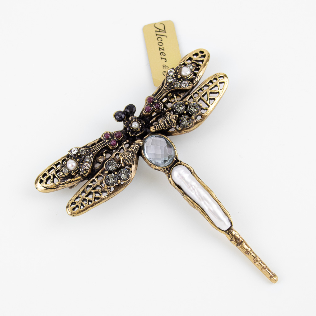 Брошь Alcozer & J с топазом, рубином, сапфиром, жемчугом и Swarovski