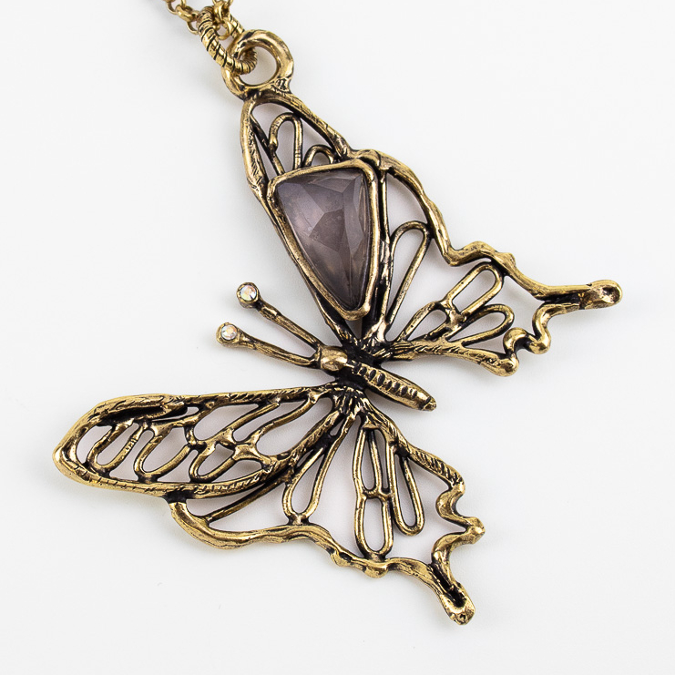 Колье Alcozer & J с розовым кварцем и Swarovski