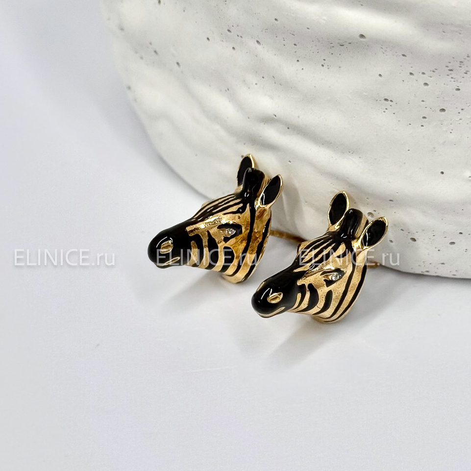 Серьги POLINA FIRENZE OR4288 Зебры золотые