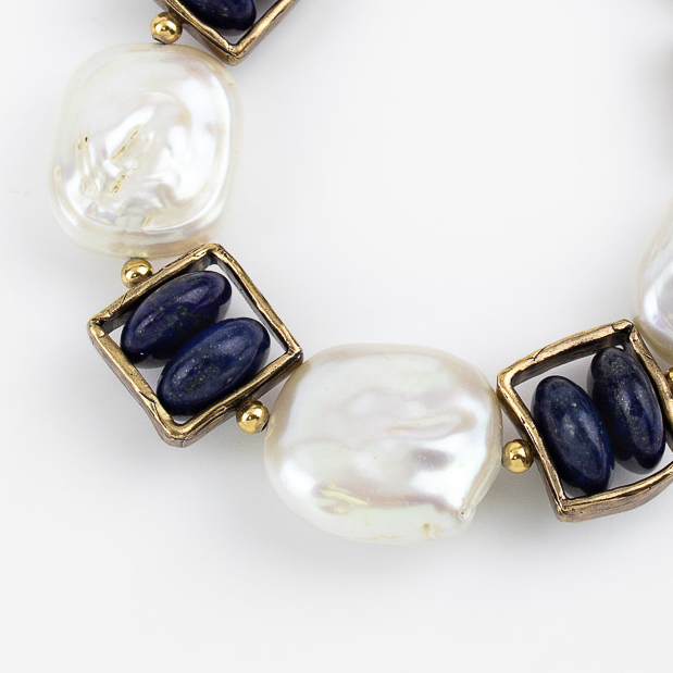 Браслет Alcozer & J с барочным жемчугом и лазуритом