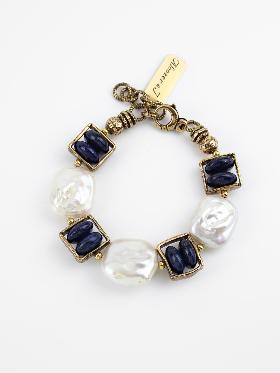 Браслет Alcozer & J с барочным жемчугом и лазуритом