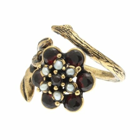 Кольцо ALCOZER & J A5343C с гранатом и жемчугом