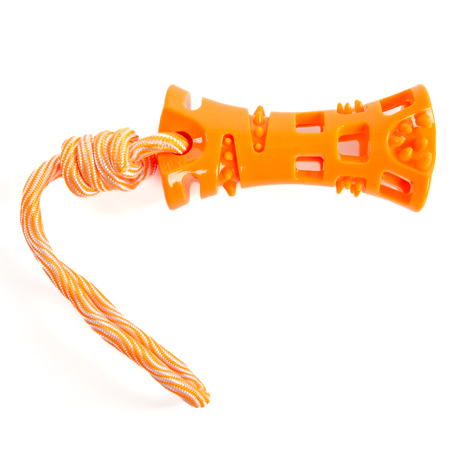 EliteDog Игрушка для собак резиновая "Косточка на верёвке", оранжевая