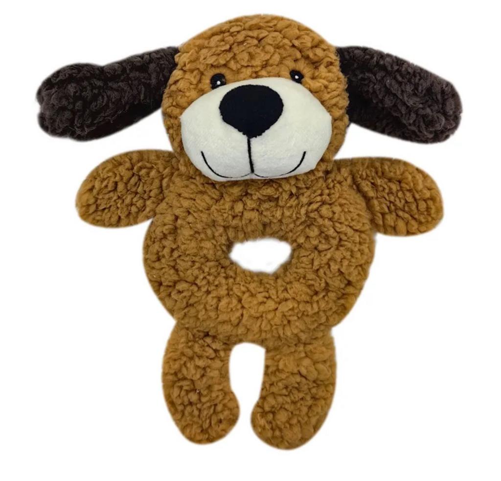 Игрушка для собак AROMADOG Rescue Собачка-кольцо с пищалкой, рыжая, 25см