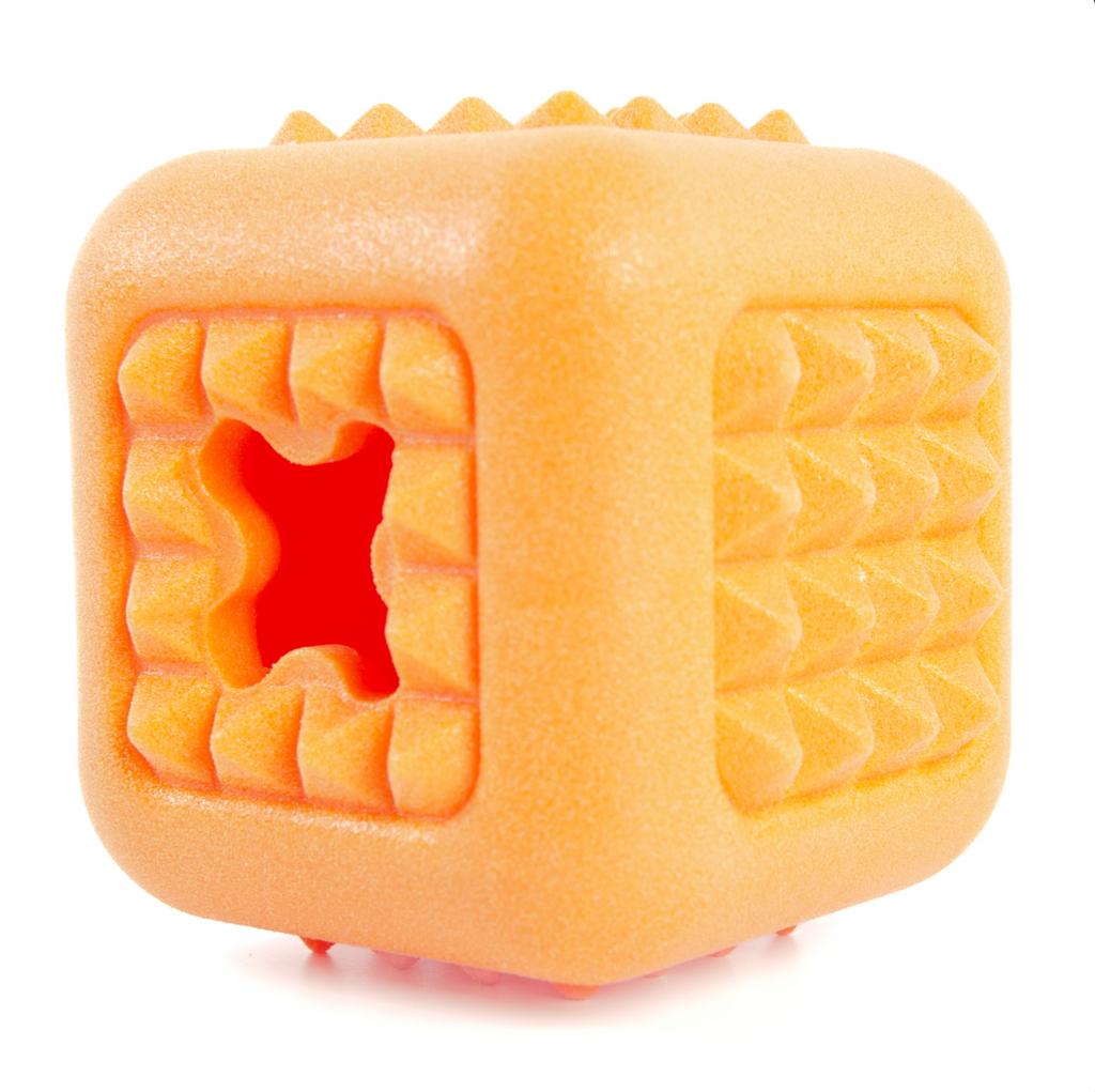 EliteDog Игрушка для собак резиновая "Кубик для лакомств", оранжевая, 6см