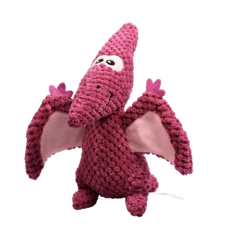 Игрушка Mr.Kranch для собак Птерозавр плюшевая с пищалкой 23 см бордовая