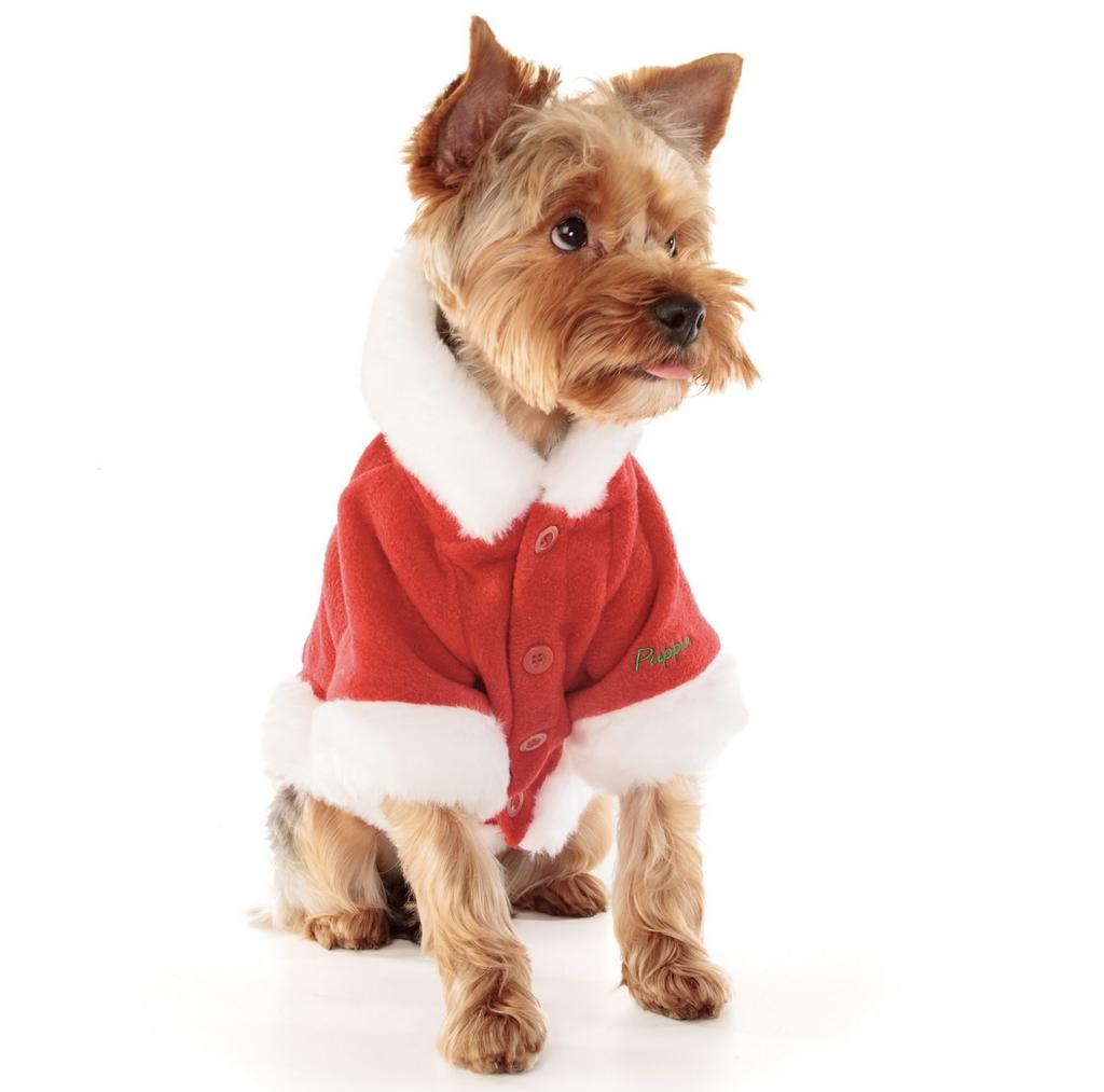 PUPPIA Куртка для собак с капюшоном новогодняя "Santa", красная, (Южная Корея)