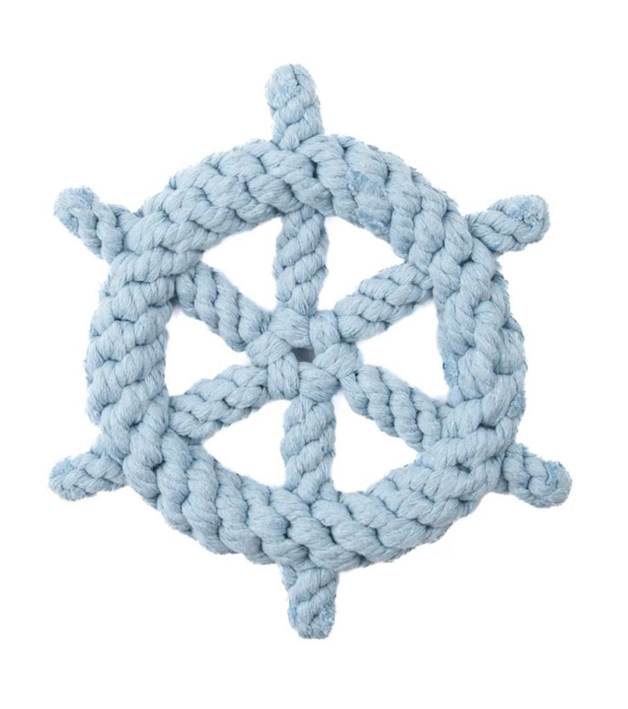 Игрушка Mr.Kranch для собак Штурвал из каната 20 см голубая