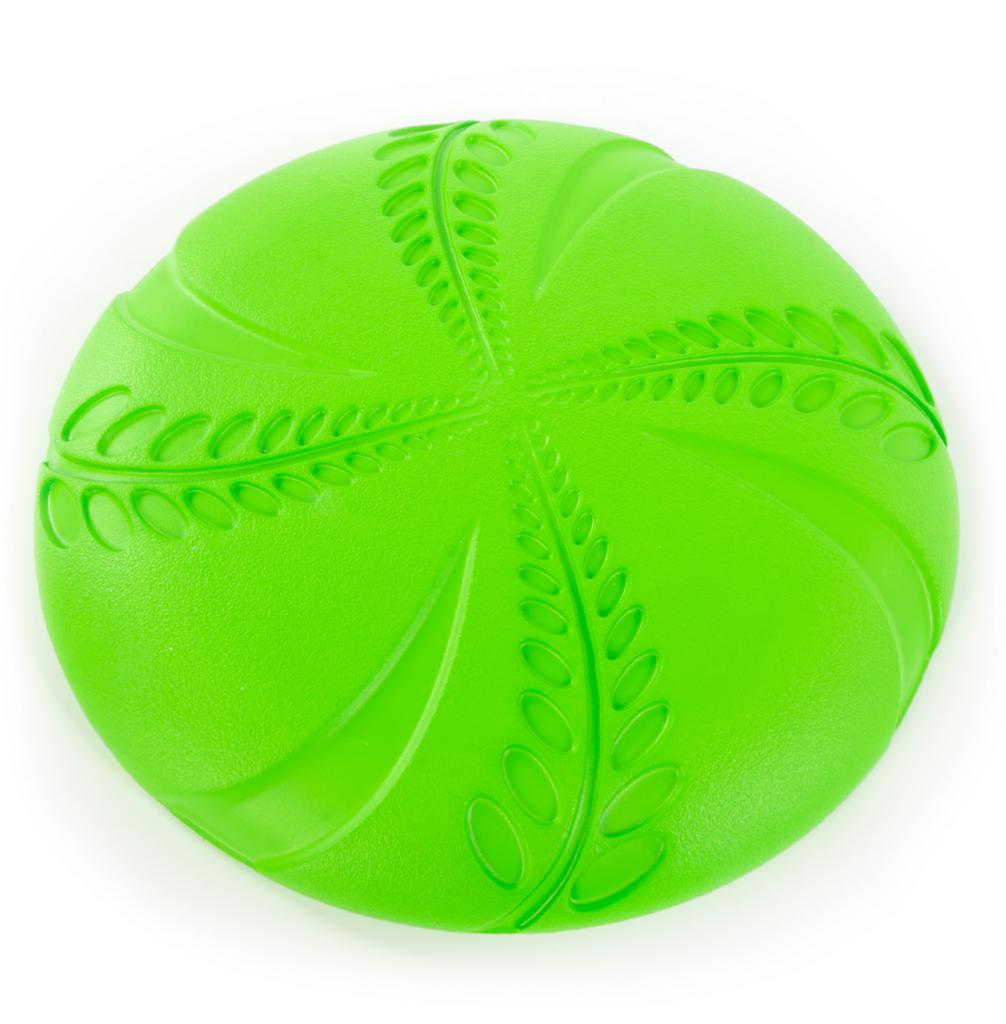 SkyRus Игрушка для собак резиновая "Фрисби", зелёная, 20х20х1.9см