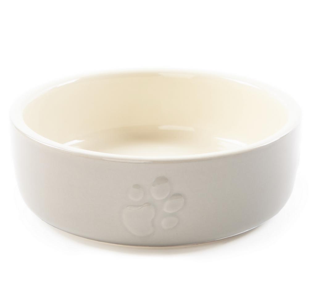 SCRUFFS Миска керамическая для мелких пород собак и кошек "Icon Food" светло-серая, 13х13х5см, 400мл