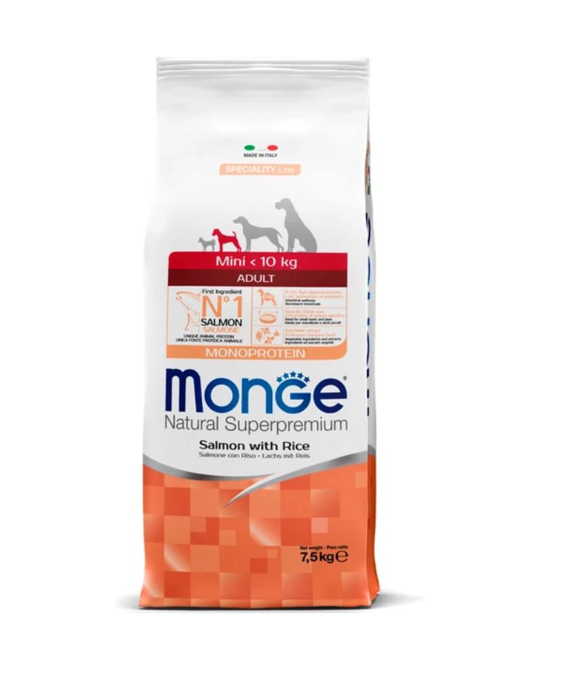 Сухой корм Monge Dog Speciality Line Monoprotein Mini для взрослых собак мелких пород, из лосося с рисом 7,5 кг