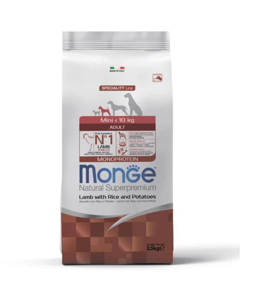 Сухой корм Monge Dog Speciality Line Monoprotein Mini для взрослых собак мелких пород, из ягненка с рисом и картофелем 2,5 кг