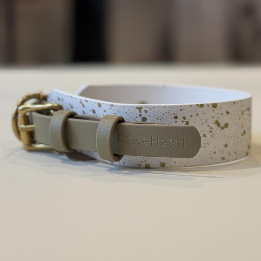 Ошейник "селёдка" из биотана белый + песочный