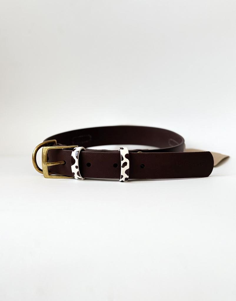 Ошейник классический из биотана коричневый + коровка 51-64 см