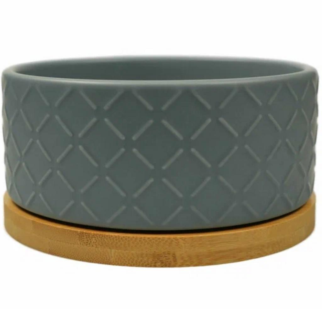 Миска Mr.Kranch Bamboo керамическая синяя на бамбуковой подставке 860 мл