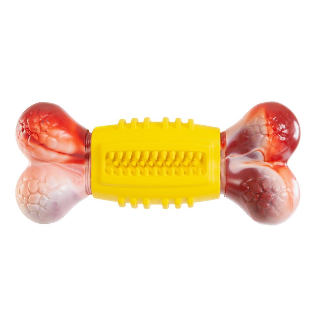 SkyRus Игрушка для собак нейлон "Резиновая косточка", коричневая, 18х8х4,5 см