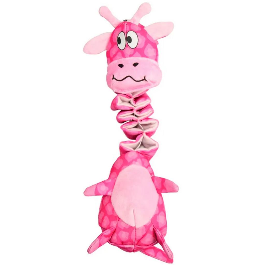 Игрушка Mr.Kranch для собак Жираф с карманами под лакомство 36 см розовая