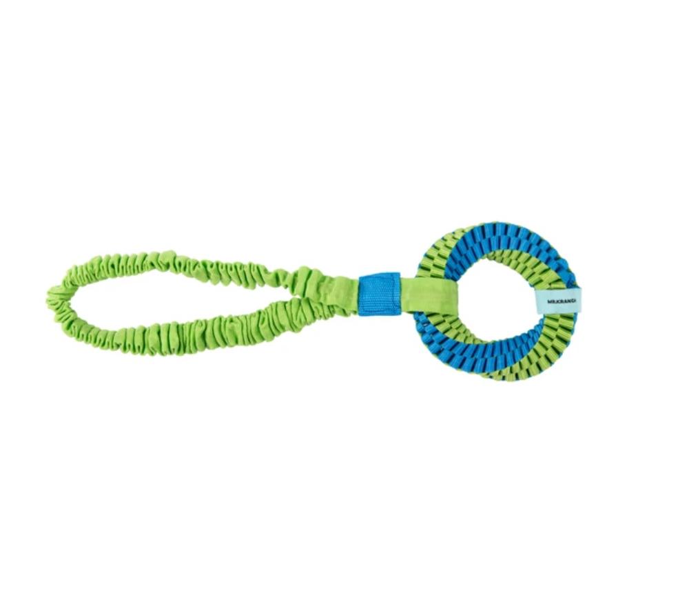 Игрушка-перетяжка Mr.Kranch для собак Плетеное кольцо-спираль на резинке диаметр 12 см голубая