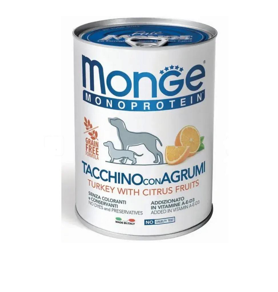 Monge Dog Natural Monoprotein Fruits Паштет из индейки с цитрусовыми, 400 г