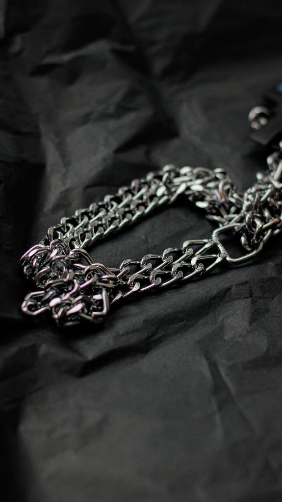 DUVO+ Ошейник для собак металлический, двойная цепь, хром, 45см (Бельгия)