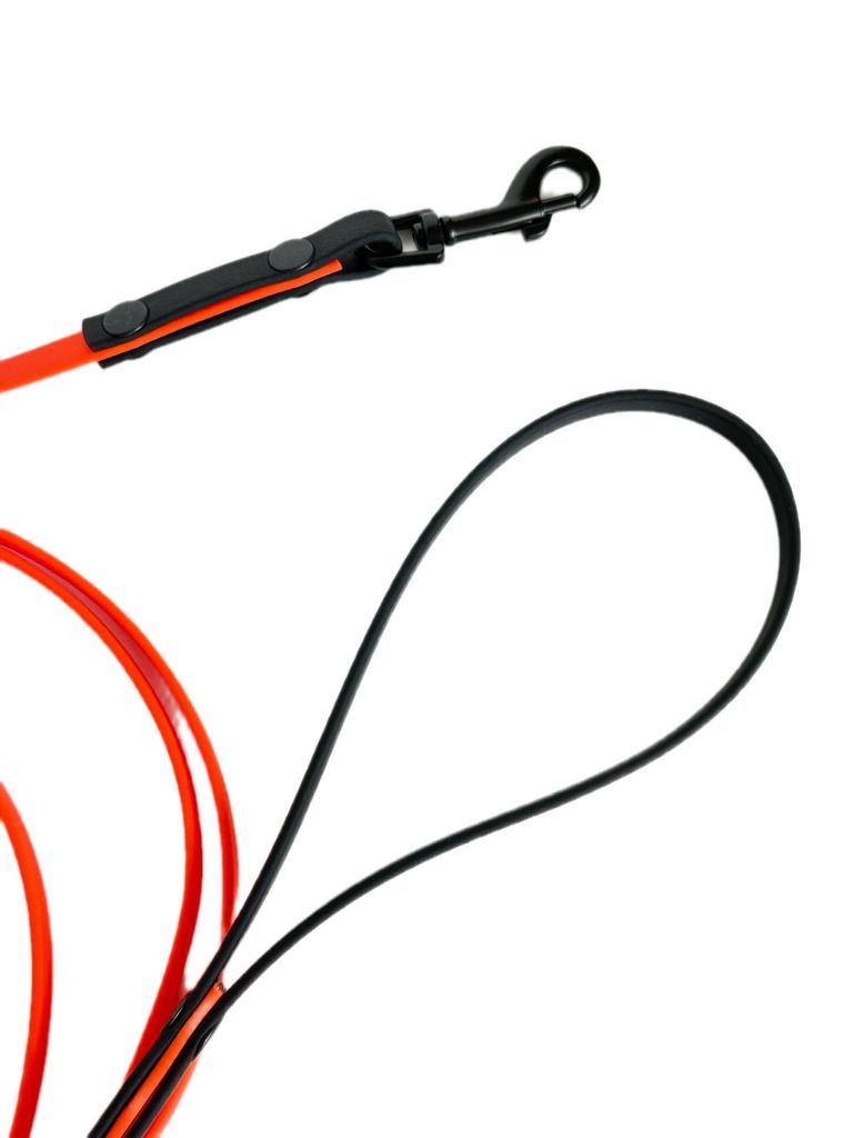 Биотановый поводок оранжевый + чёрный 3 м