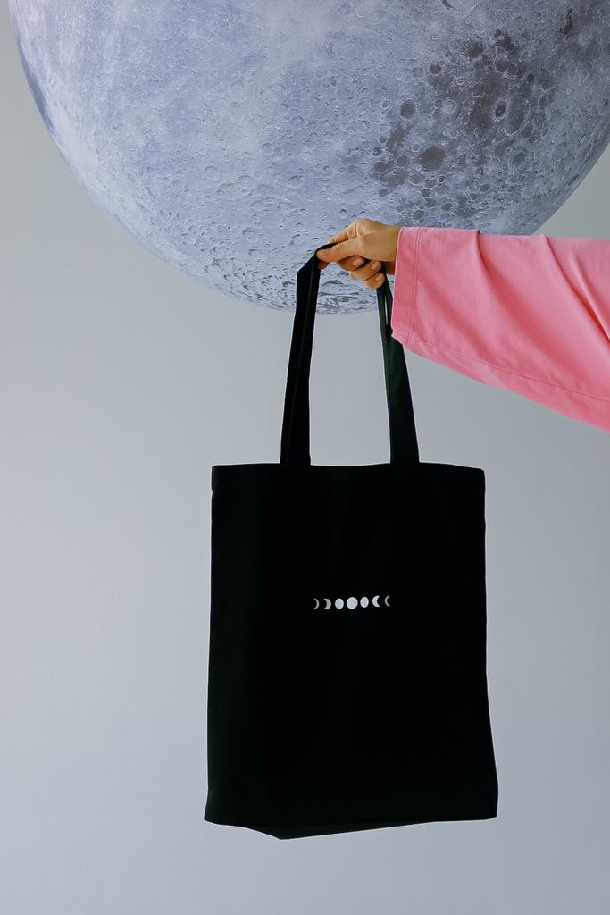 Шоппер с фазами луны в цвете серый металлик