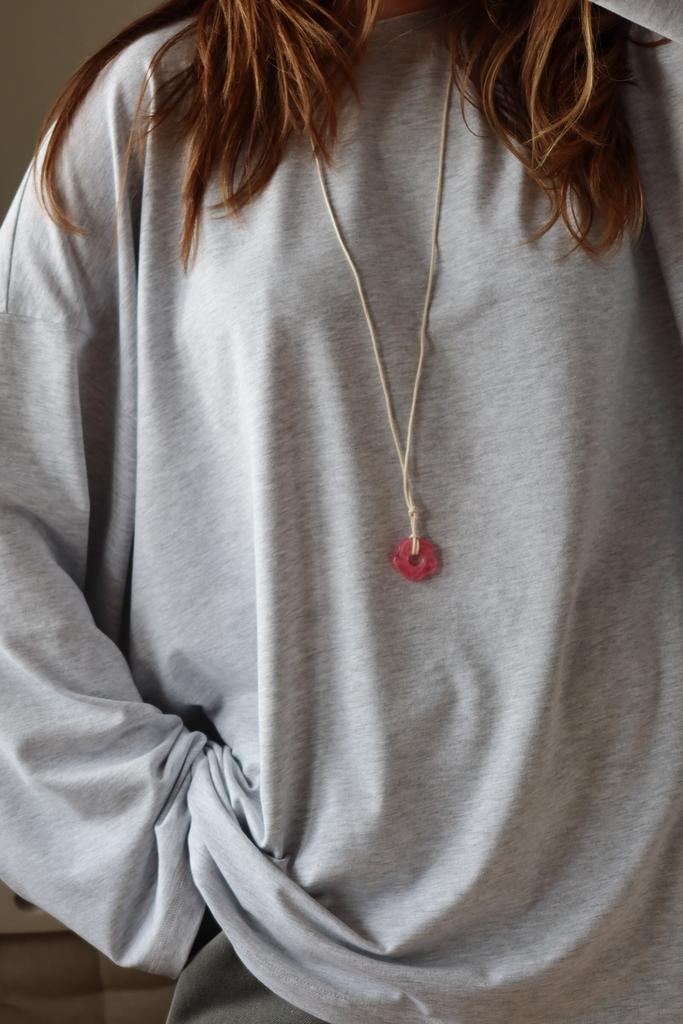 Оверсайз лонгслив в цвете серый меланж