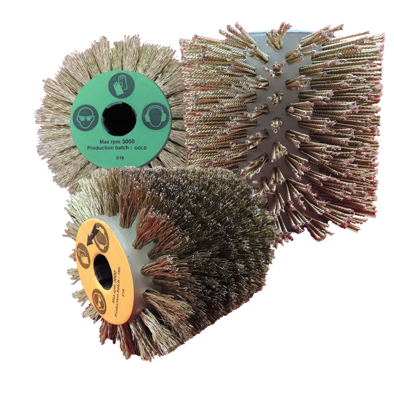 Щетка Д110*100*19+4 паза, ворс гофр латунир-я сталь 0,35, ворс корд латунир-я сталь 0,30, ворс корд латунир-я сталь 0,20 жгут 1,40