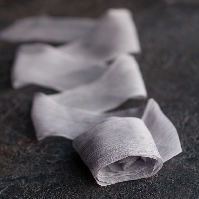 Лента из жатого шифона  "пурпурная дымка"