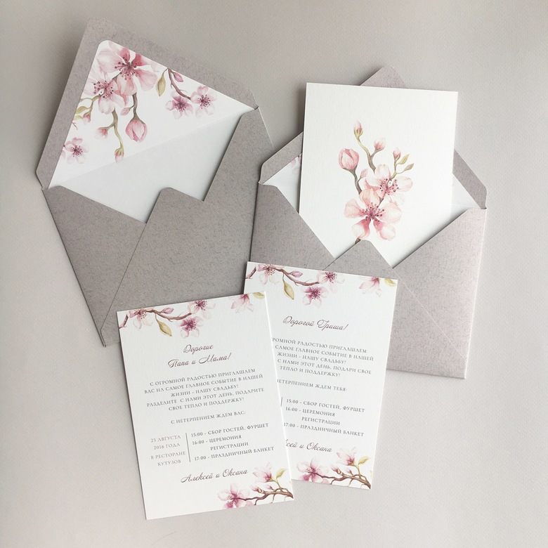 Приглашение с цветами сакуры