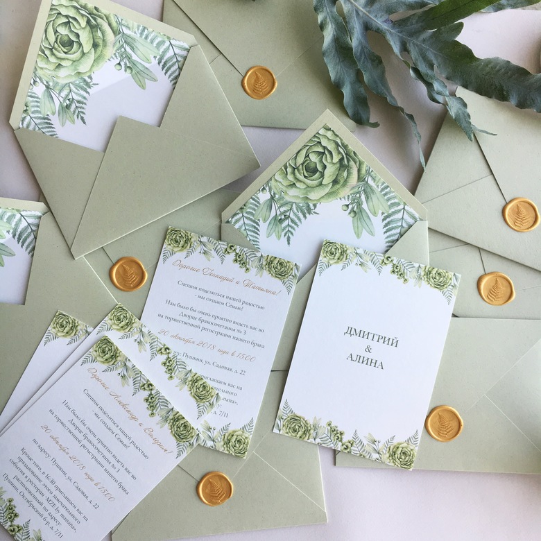 Приглашения на свадьбу в конвертах и лайнером Спб