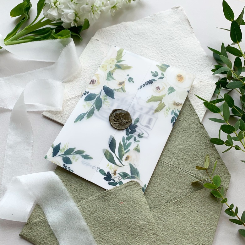 Пригласительные на свадьбу с конвертами из бумаги ручного литья