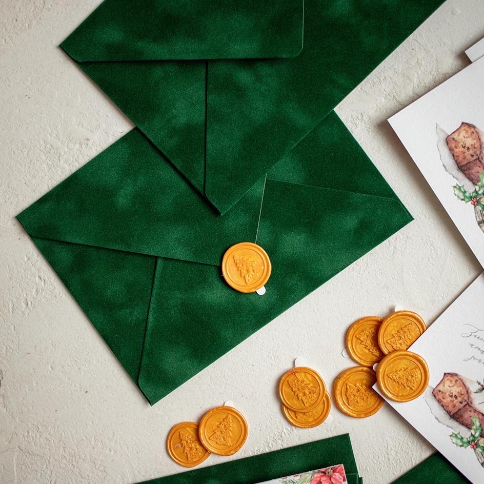 бархатный конверт темно зеленый изумрудный