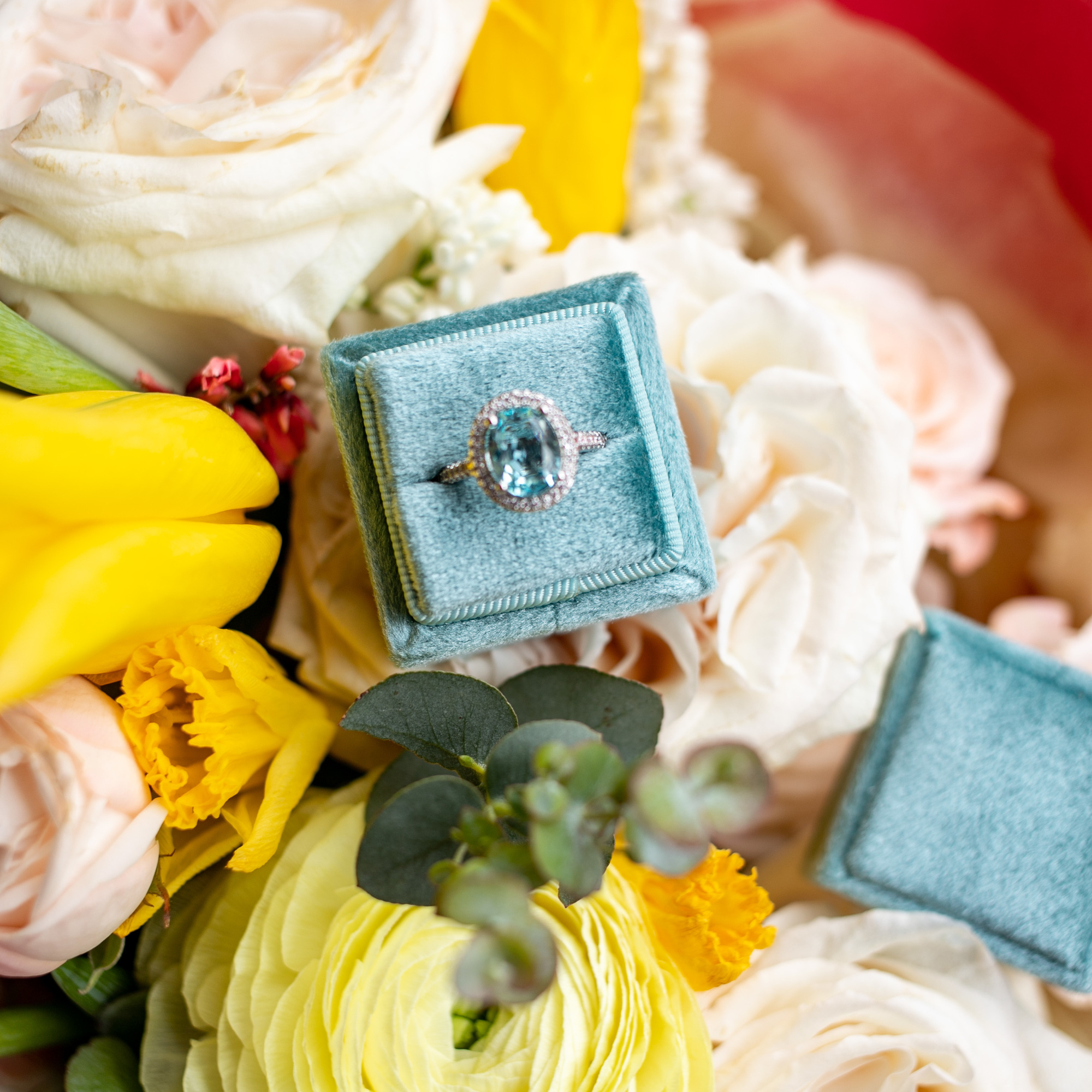 Бархатная коробочка для кольца "Лазурная"