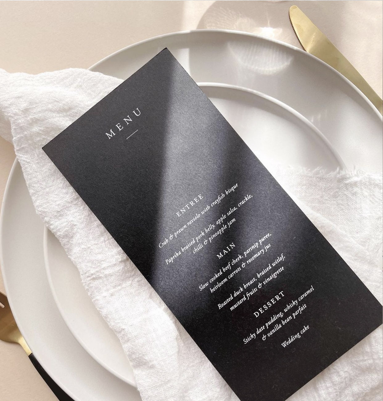 Меню в черном цвете для Деловой Встречи