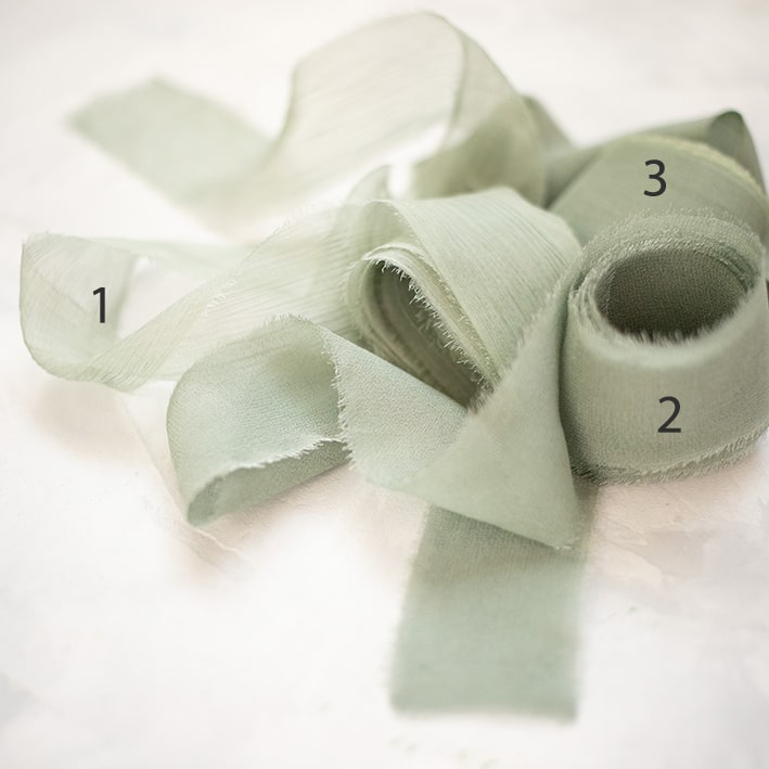 Шелковые ленты ручного окрашивания оливковые оттенки