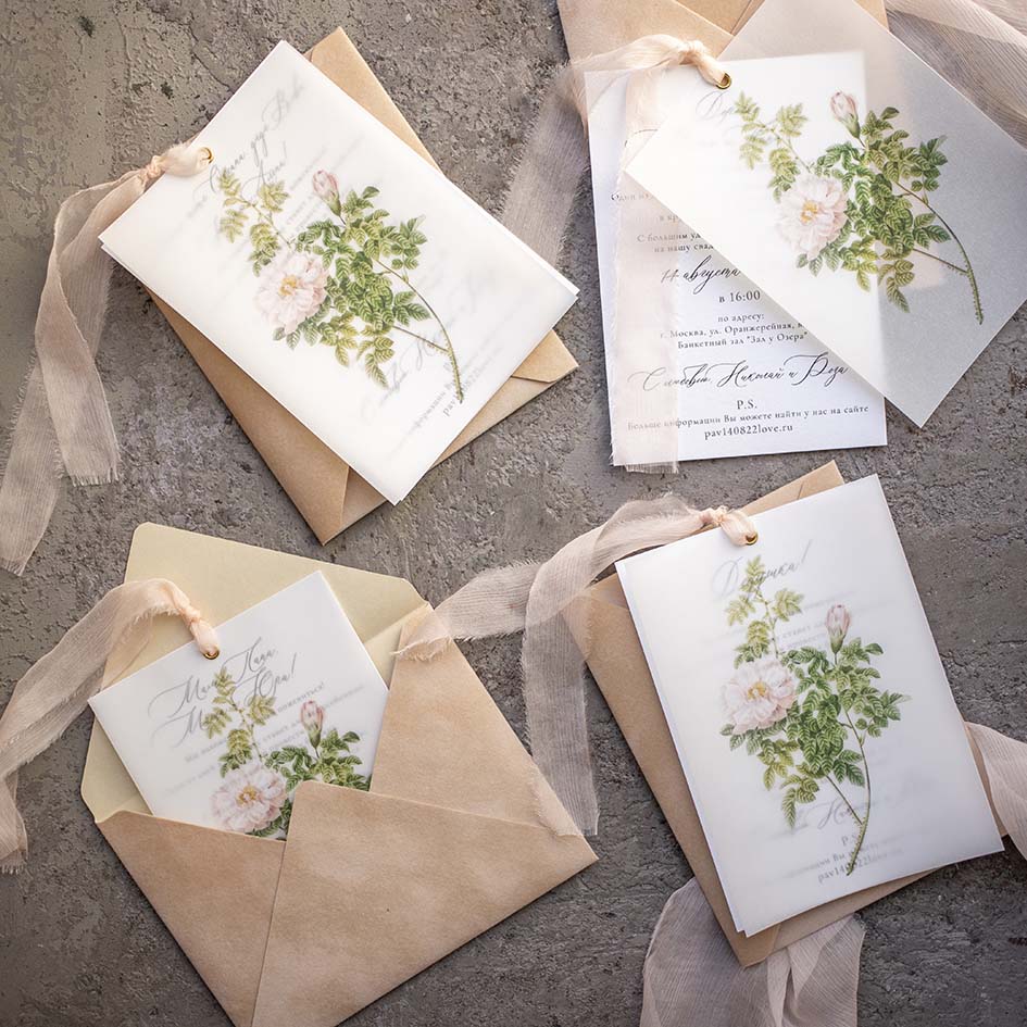 Пригласительные на свадьбу в бархатном конверте
