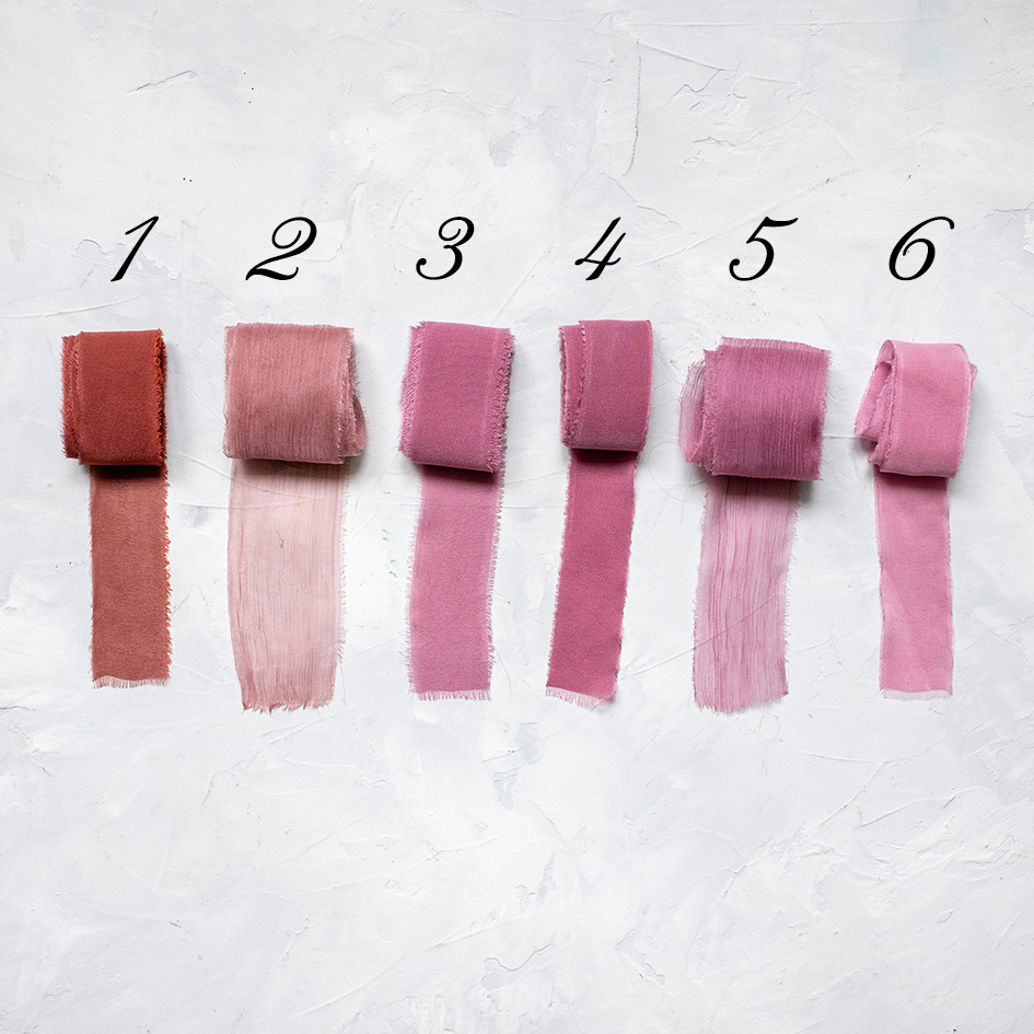 Шелковые ленты ручного окрашивания ягодных оттенков