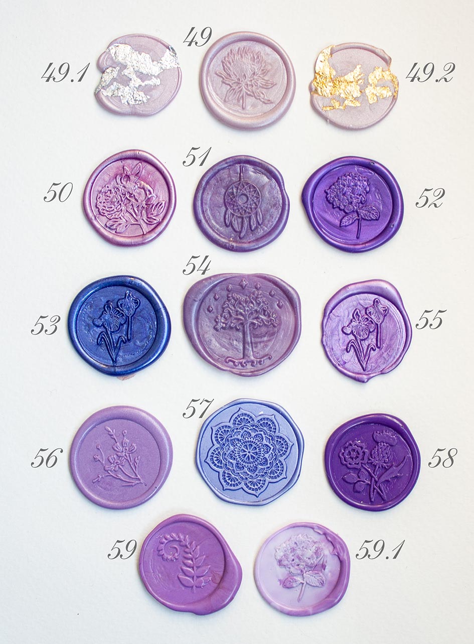 Сургучные печати фиолетовые, сиреневые и лавандовые