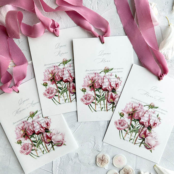Приглашения на свадьбу с пионами