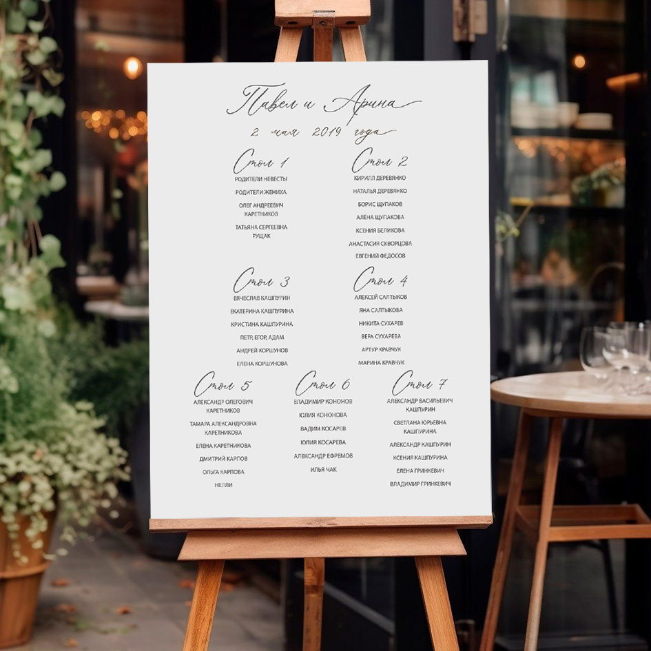 План рассадки с номерами столов