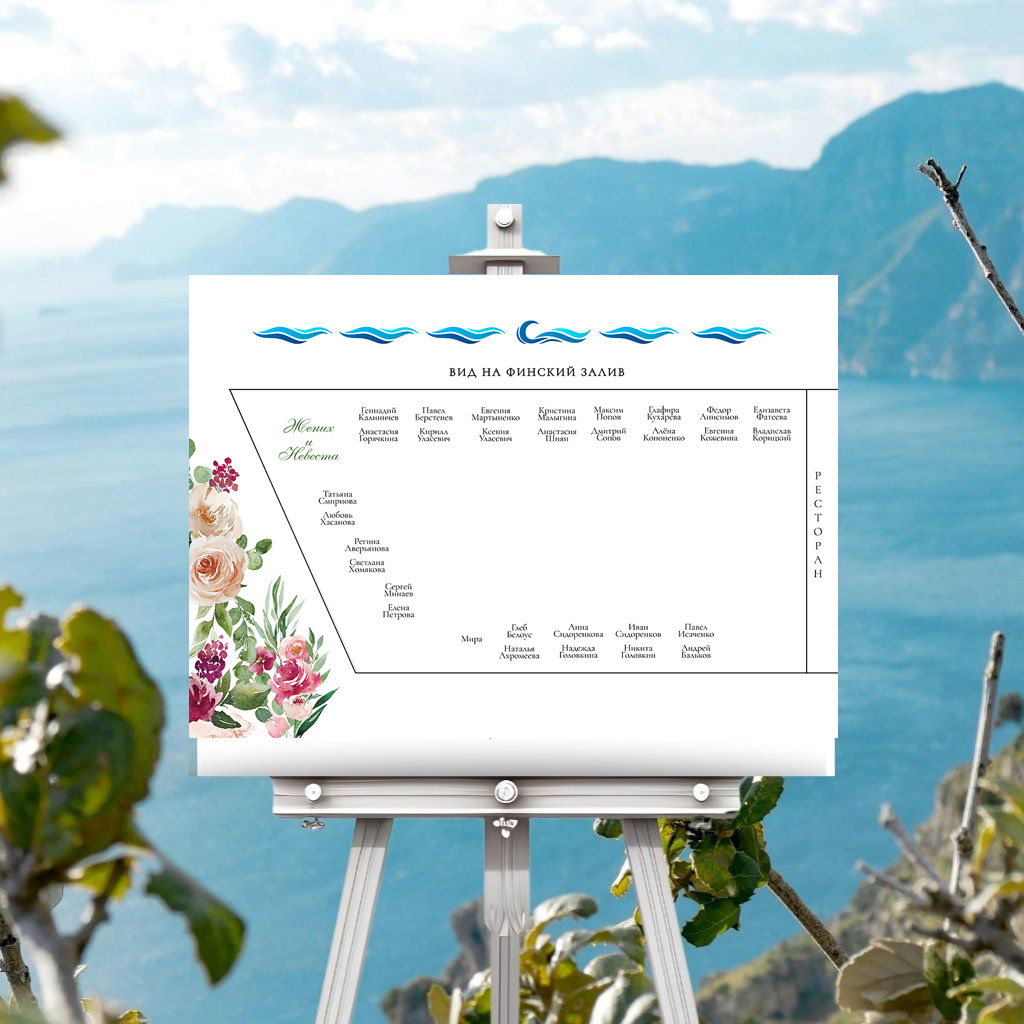 План рассадки на морскую свадьбу