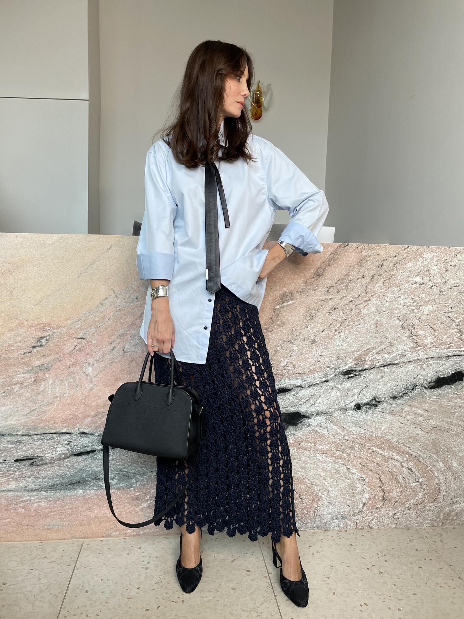 Юбка "кроше"/ ручная работа/ цвет темно-синий