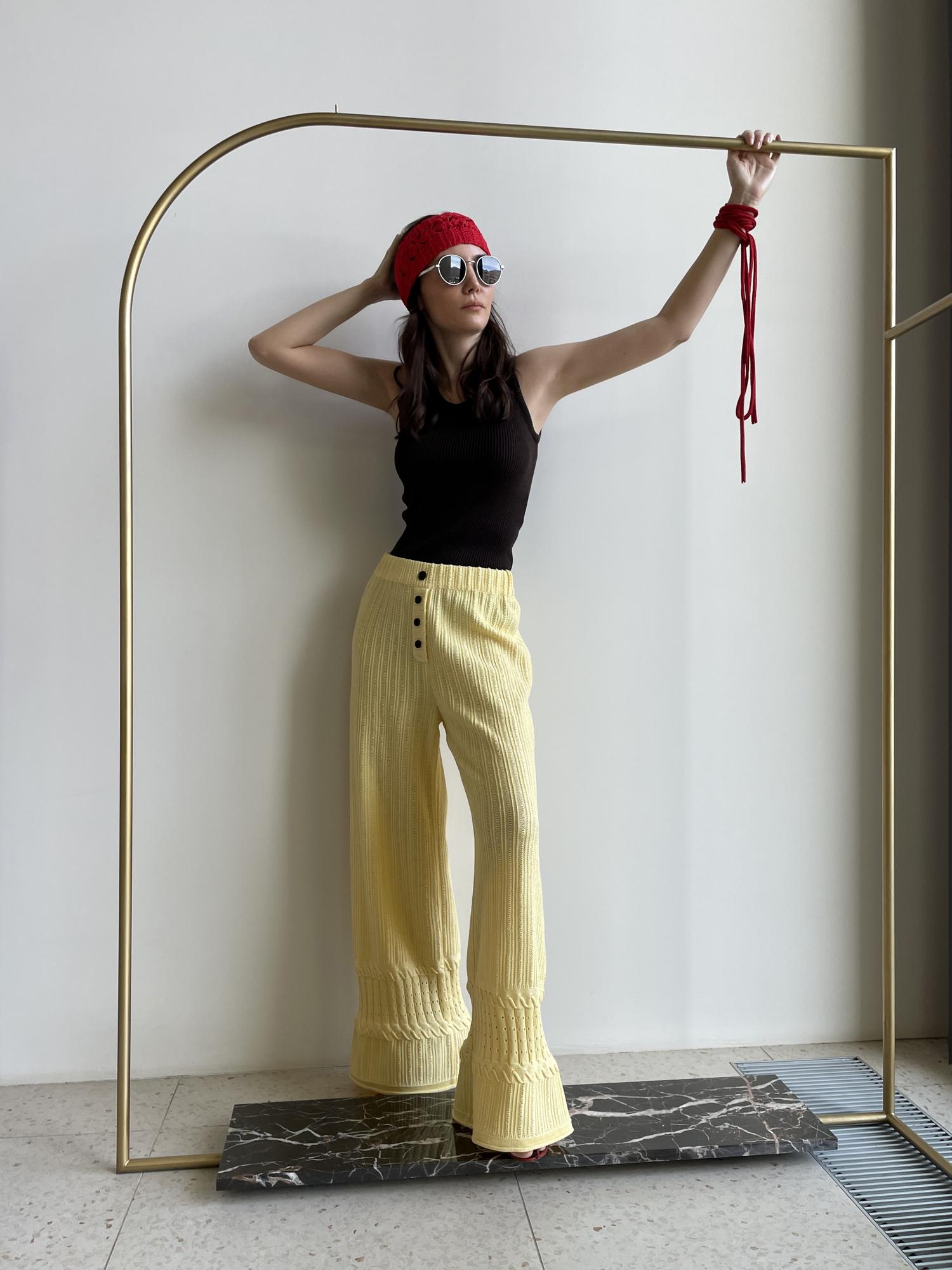 Брюки с оплетом, цвет шампань