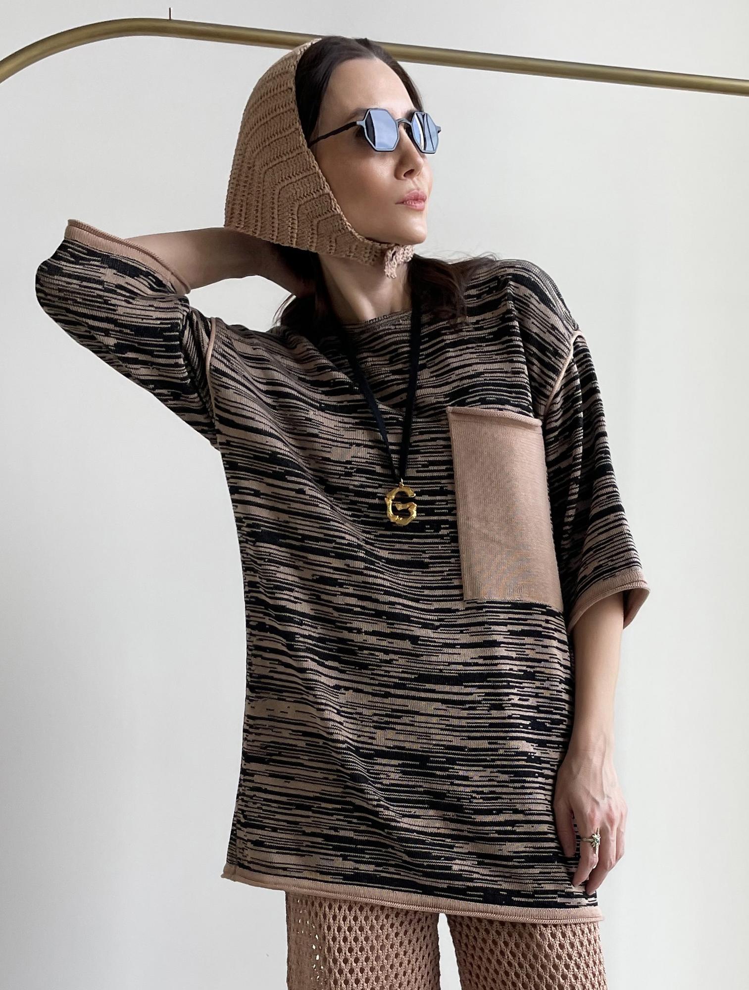 Косынка кроше, цвет бежевый